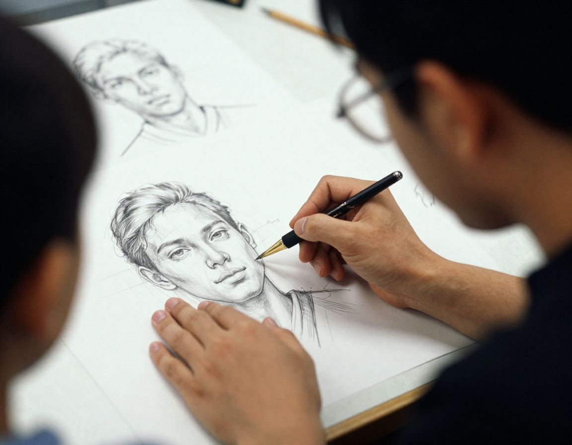 Hold deltager i fotolektion